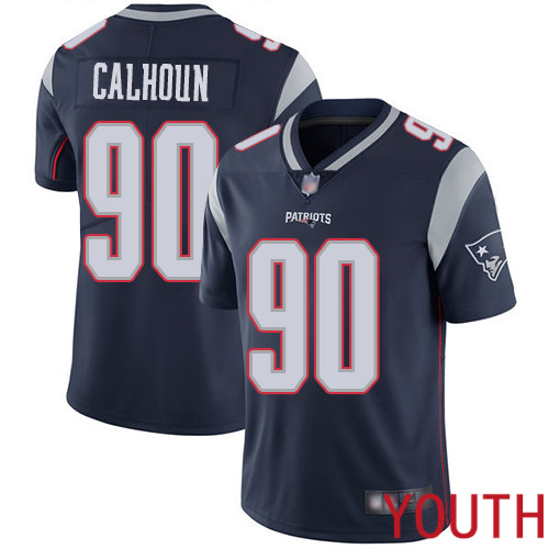 New England Patriots Football 90 Vapor Limited Navy Blue Youth Shilique Calhoun Home NFL Jersey